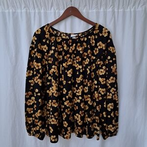 Ava & Viv Black and Gold Floral Blouse X